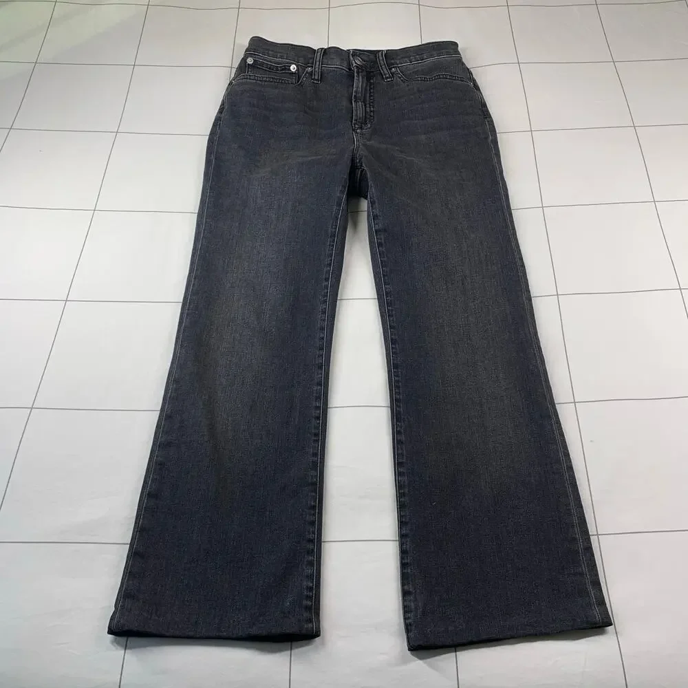 J. Crew Jeans Womens 28 Washed Black Curvy Demi Boot Hemmed High Rise Stretch